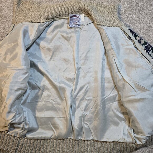 Cambridge VTG Fair Isle Sweater Ragg Wool Full Zip Lined Jacket USA Made Women L - Picture 9 of 12